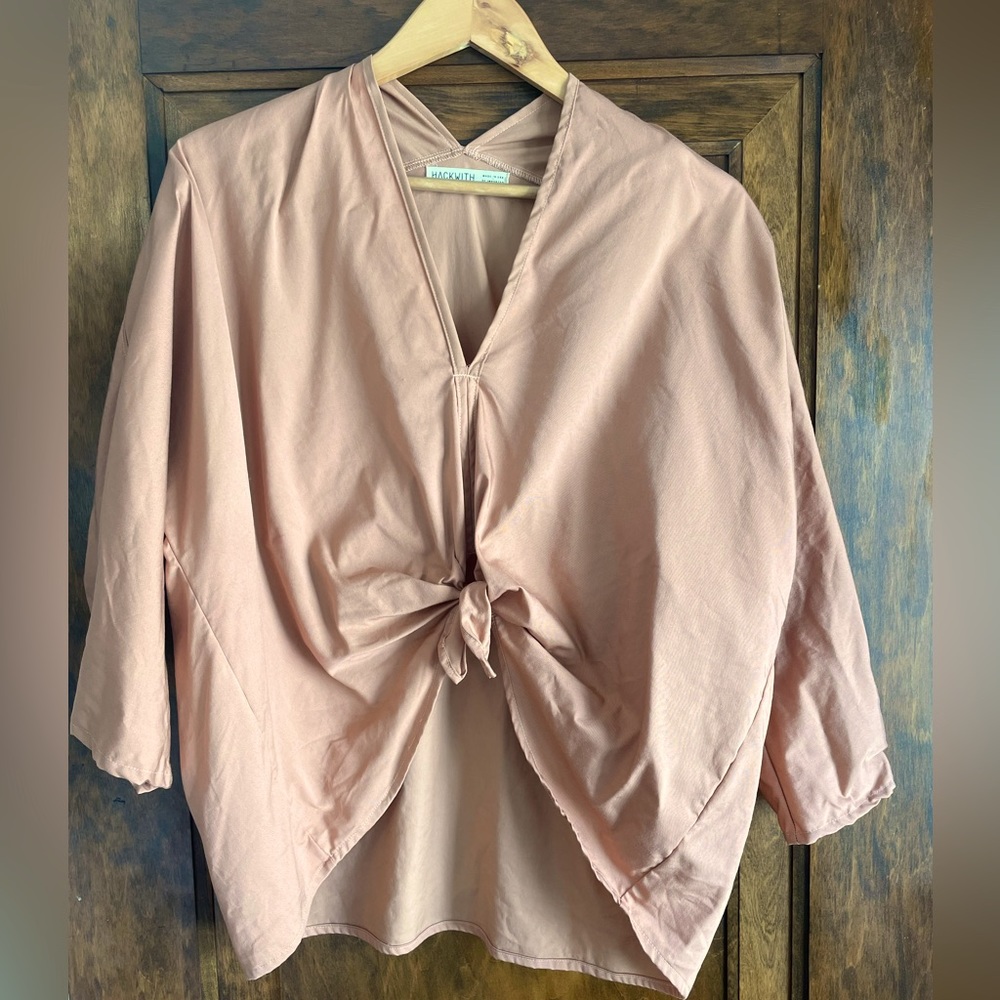 Hackwith Design House Tie Front Shirt, Rust Color